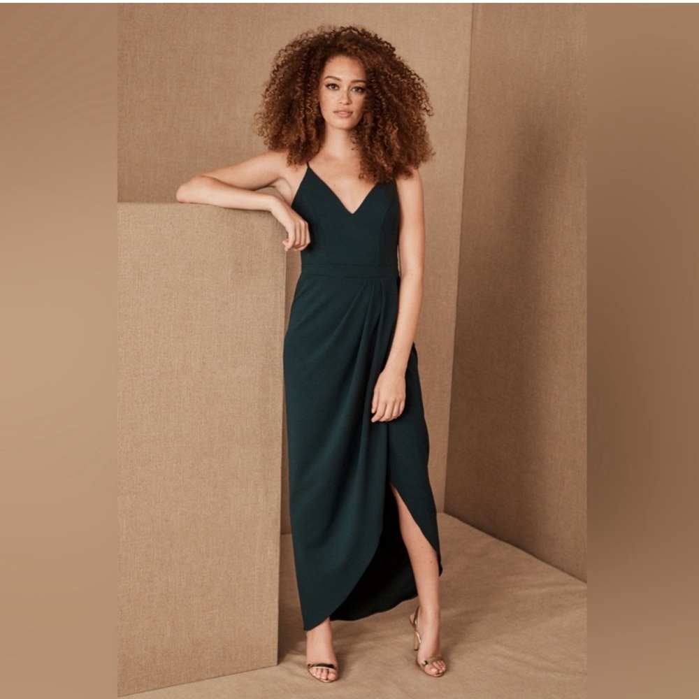 COPY - BHLDN Caron V Neck Crepe Dress - Green US 8